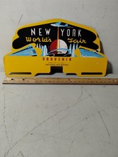 Vintage 1939 New York City Worlds Fair Souvenir License Plate Topper Metal Sign picture