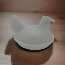 Vintage Westmoreland White Milk Glass Hen On Nest Candy Dish 4.5