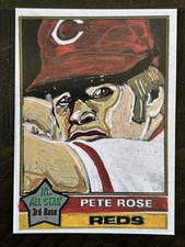 ACEO Sketch Trading Print Card 1976 Topps Pete Rose Cin Reds Charlie Hustle Art picture