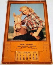 VTG Advertising 1952 Calendar Pinup Cowgirl 15x30 Calendar Poster Nazareth, PA picture