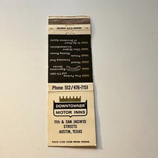 Downtowner Motor Inns Austin TX Vintage Matchbook Cover 5MB124-6 picture