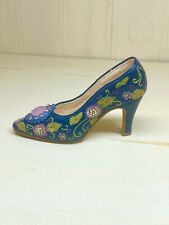 Sarna Charmed Life Mini Shoe #7-35 Blue Floral 4in Pump Collectible Home Decor  picture