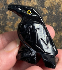 Raven Crow Figurine Totem  Black Onyx  Protection Strength 29122E picture
