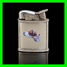 Vintage Bull Terrier Portrait Panel Evans Petrol Lighter - In Working Condition  picture