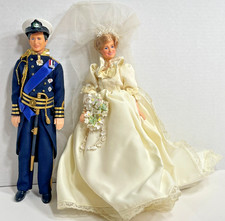 Vintage - Princess Diana & Prince Charles Wedding Dolls - Set of 2 Royal Family picture