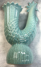 VINTAGe mid-century RED WING POTTERY ROOSTER VASE  M 1438 blue speckle picture