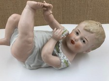 Antique Gebruder Heuback German Porcelain Bisque Piano Baby on Back, 8