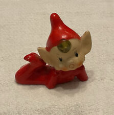 Vintage Pixie Elf Figurine - Porcelain Red Hat And Outfit - Japan 2” picture