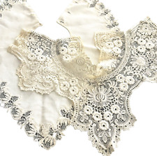 VTG Victorian Collar LACE Ecru Wedding & White Cotton LOT of 2 French Schiffli? picture