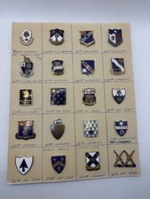 U.S. Army Unit Insignia/Crest Pin Lot on Display Card Board, Military 140 Pins picture