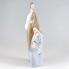 Lladro Holy Family Mary Jesus Joseph Figurine, Vtg Christmas Nativity Spain 4585 picture