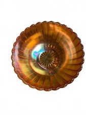 Vintage Marigold Carnival Glass Ribbed Bowl 6