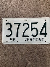 1956 Vermont License Plate - 37254 - Nice picture