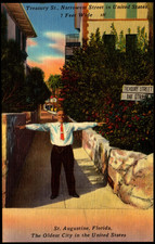Postcard FL St Augustine Florida Treasury Street c1940s G1 picture