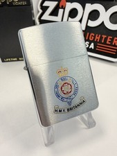 Zippo Lighter SUPERB HER MAJESTY'S YACHT BRITANNIA Brushed Chrome 1991 NEW picture