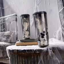 Mickey Mouse Translucent 24 oz. Starbucks Tumbler & Straw Haunted House In Hand picture
