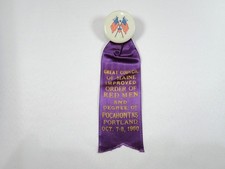 Vintage 1960 Improved Order of Red Men Maine Ribbon Pin US Flags Portland picture