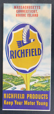 1950 Massachusetts Connecticut Rhode Island road map Richfield oil gas pictorial picture