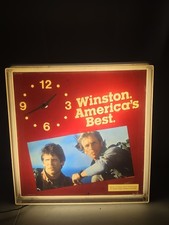 VTG Winston America's Best Cigarettes 1983 RJ Reynolds Lighted Clock Sign WORKS picture