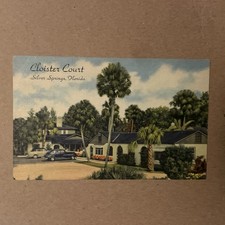 Cloister Court Silver Springs Old Cars 1961 PM FL Linen Postcard picture