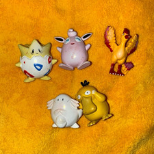 Vintage TOMY Pokemon Figures Lot of 5 Togepi Jigglypuff Moltres Psyduck Chansey picture
