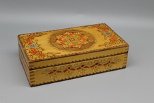 Old Pyrographic Box.Hand Painted Box - Wooden Box - Vintage Keepsake Box  picture