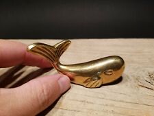 Vintage Antique Style Brass Whale Paperweight Desk Statue  picture