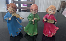 Vintage Brinn’s Japan Christmas Angel Musician Figurines Violin Flute Accordion picture