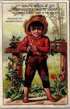 1880s LAUTZ BROS & COs MARSEILLES WHITE SOAP HUCK FINN TRADE CARD 26-72 picture