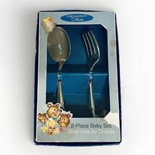 VTG 60s Oneida Deluxe Stainless Steel 2-PIECE BABY Flatware SET  Chateau Pattern picture