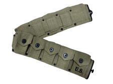 U.S. WWII Springfield M1 Garand 10 Pocket Canvas Ammunition Belt light olive picture