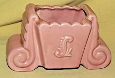 PINK PLANTER POTTERY ART DECO STYLE SCROLL SCALLOPED EDGE VINTAGE MONOGRAM L. picture