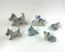 Vintage mid-century blue and white porcelain animal figurines lot picture