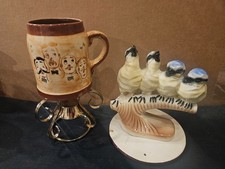 Pair of Quartets: Pennsbury Pottery Mug & 4 Harmonizing Ceramic Songbirds picture