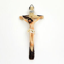 Crucifix Cross Wall Vintage Polyresin Catholic Religious Jesus Carved Crucifijo picture