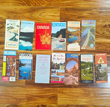 Vtg 1950/1960s State Road Maps & Brochures Lot - 13 Pcs Canada OK NY WY AK OR RI picture