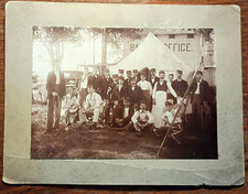 Original C. 1900 Sepia Photo on Card - Group Uniformed workers at Baggage Office picture