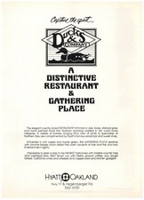 1983 PRINT AD Hyatt Oakland Ducks & Company Restaurant & Gathering Place 80's Ad picture