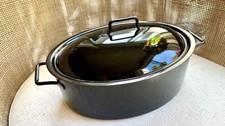 Rare Vintage Heavy Enameled Oval Goose Roaster w/Lid WMF No.32 Style picture