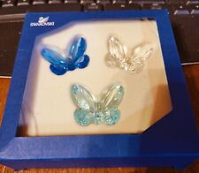  Swarovski Crystal Butterflies Figurine Light Green, Blue And Clear Set Of 3 picture