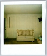Vtg Polaroid Snapshot Photo Living Room Couch Blinds Hanging Plant Decor picture