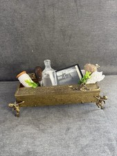 Vintage Repurposed Primitive Vignette Regency Gold Metal Tissue Box Cherubs picture