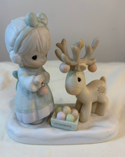 Precious Moments Merry Christmas Deer Figure 522317 Vintage 1989 from Enesco picture