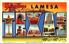 Large Letter Post Card Lamesa Texas Land Of The Modern Pioneer Linen Post Card picture