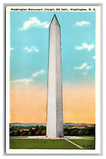 Washington D.C. Washington Monument Height 555 feet White Border Postcard picture