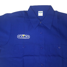 Vintage VTG GEMCO Store Blue Uniform Shirt 1980s Size Large BRAND NEW NOS picture