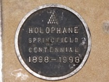 Vtg Holophane Glass Annivers Springfield Centennial 1898-1998 Disk Coaster CC1 picture