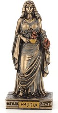 Bronze Hestia Mini Statue Sculpture Greek Roman Mythology Goddess 3.5