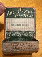 Antique American Steel Farm Fences Advertising Tin Match Holder & Striker Look picture