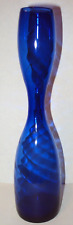 Vintage Cobalt Blue Glass Bud Vase 9 3/4